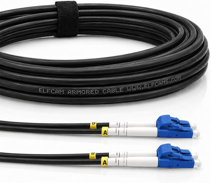 250m/820.2ft Outdoor and Indoor Shielded Armored Fiber Optic Cable LC/UPC to LC/UPC OS2 Singlemode Duplex 9/125μm