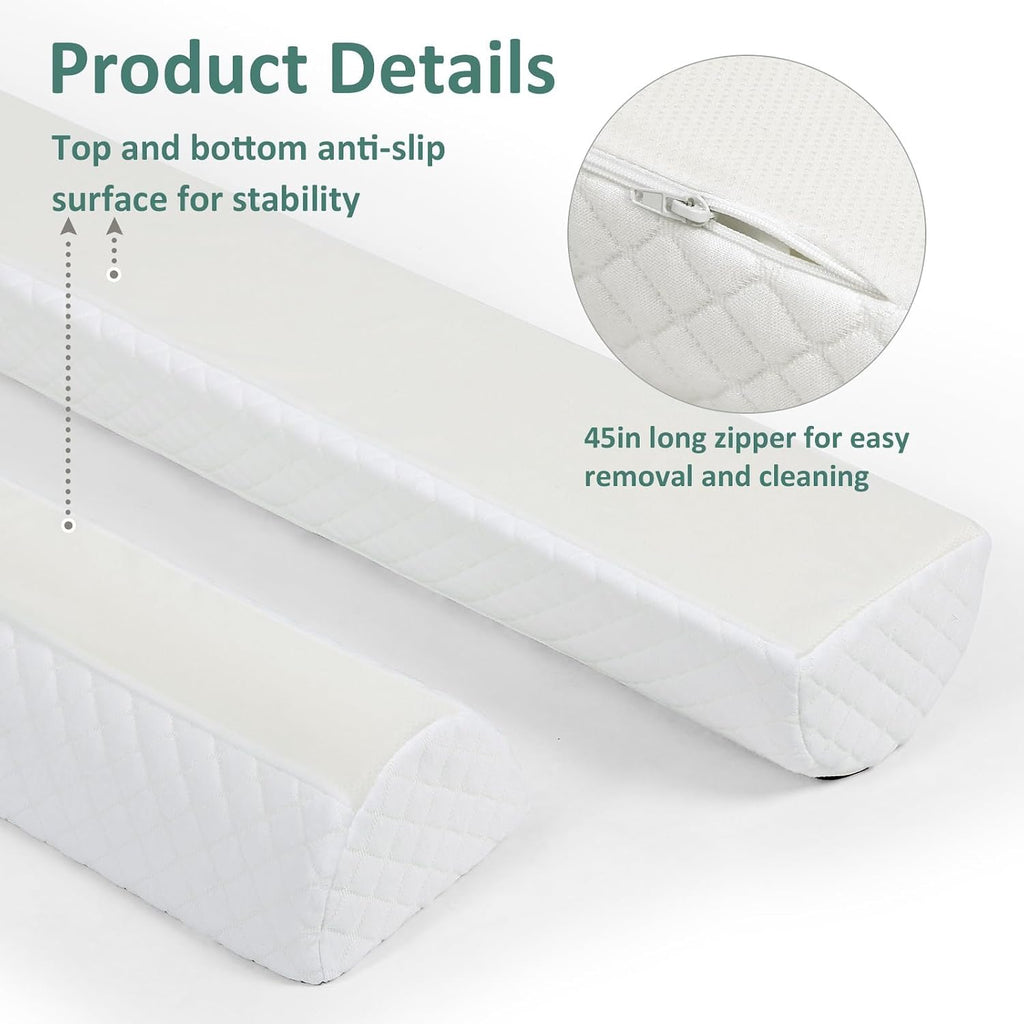Bed Bumpers for Toddlers & Kids (2-Pack), Memory Foam Bed Rail for Adults, Bed Edge Safety Guard for Queen, King