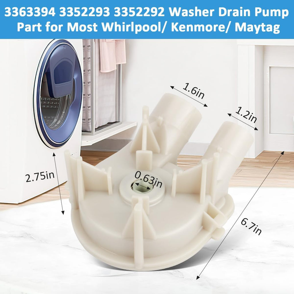 WKZO WP3363394 Washer Drain Pump for Whirlpool Kenmore Washing Machine