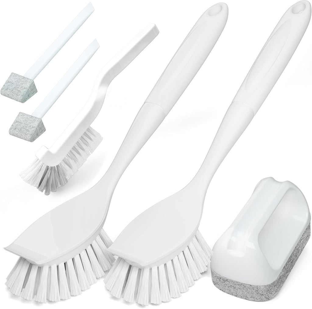 Dish Brush Cleaning Brush Set for Cleaning Groove Gap,White | Dish Brush Set Cleaning Brush Set, Scouring Pad for