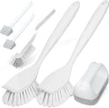 Dish Brush Cleaning Brush Set for Cleaning Groove Gap,White | Dish Brush Set Cleaning Brush Set, Scouring Pad for