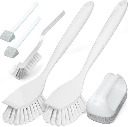 Dish Brush Cleaning Brush Set for Cleaning Groove Gap,White | Dish Brush Set Cleaning Brush Set, Scouring Pad for