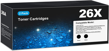 CF226X 26X Toner Cartridges Black (2-pack) for HP 26X 26A CF226A, Laser Jet M402n M426fdw Toner Cartridges, CF226 for