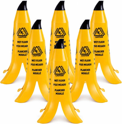 Banana Cone Wet Floor Signs (Case of 6) - Caution Safety Signs