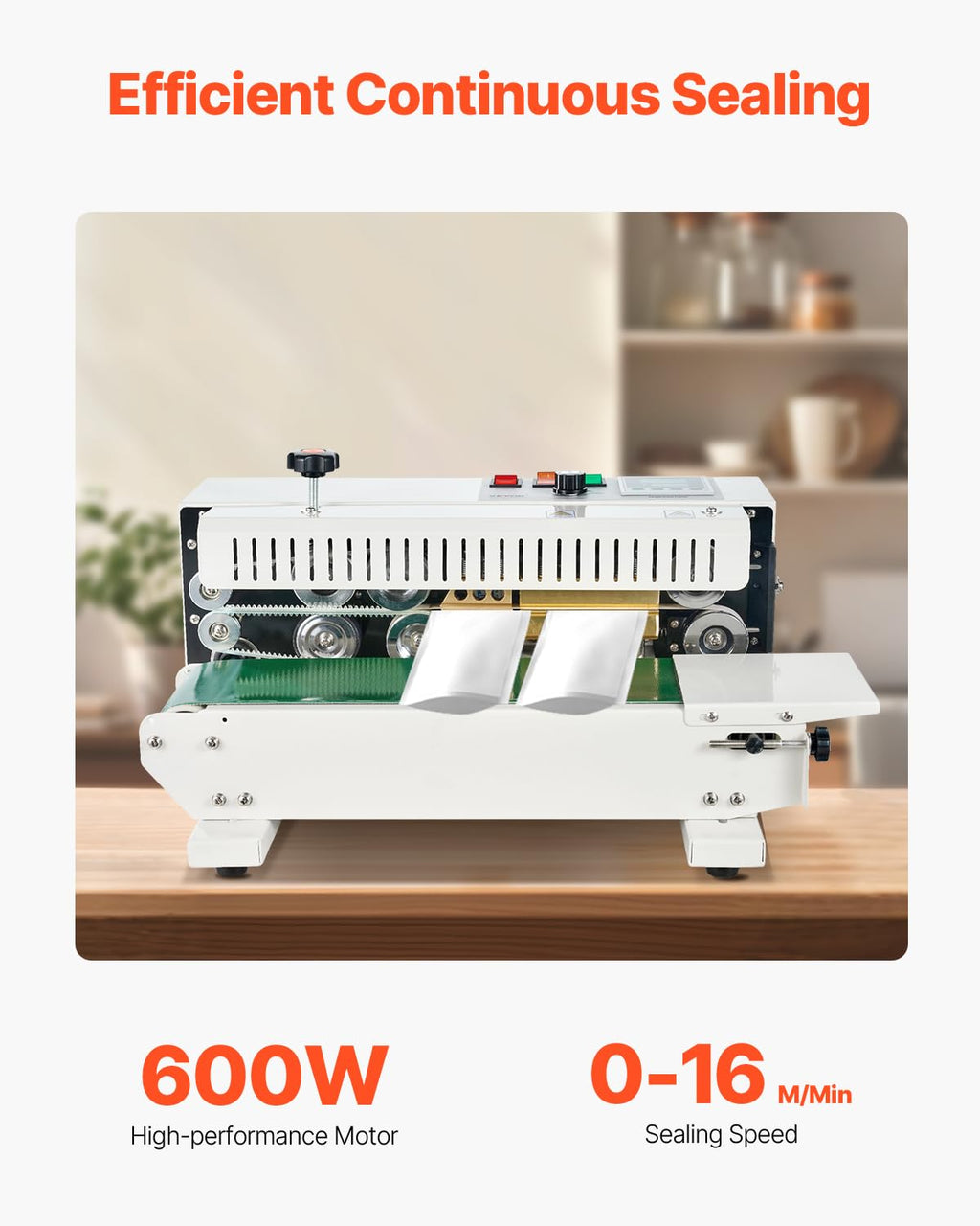 FR-900 Continuous Band Sealer, Automatic Horizontal Band Sealer 110V, Continuous Sealing Machine Temperature Control