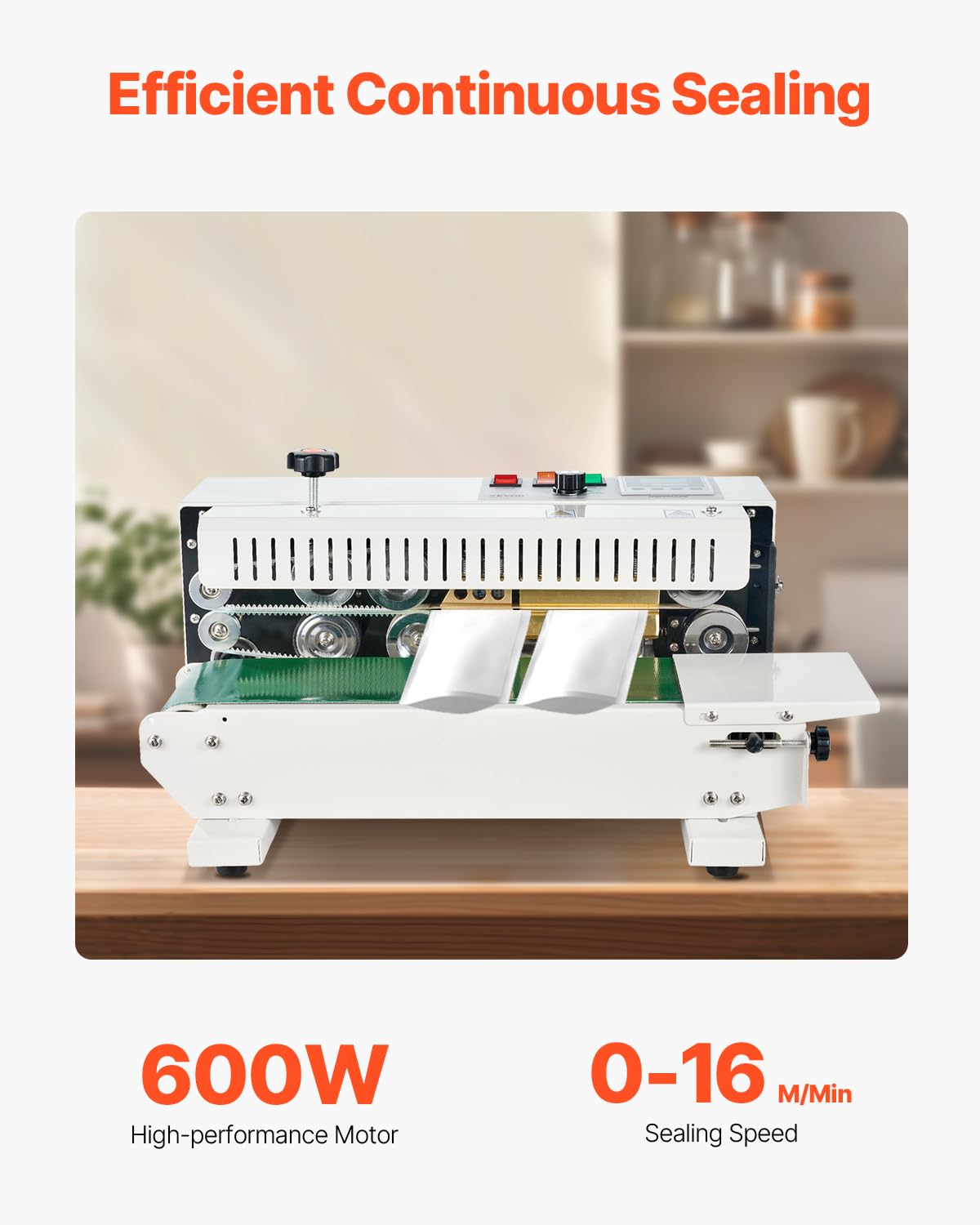 FR-900 Continuous Band Sealer, Automatic Horizontal Band Sealer 110V, Continuous Sealing Machine Temperature Control