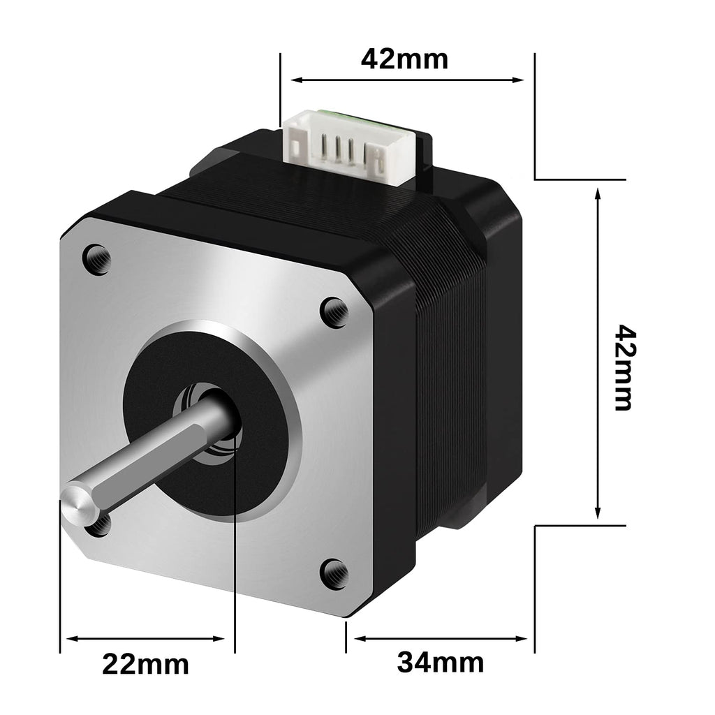 SIMAX3D 42 Stepper Motor 34mm high 1.8° Torque 15Ncm (22.3oz.in) Low Noise 2-Phrase Universal Electric DC 1.3A Motor with 1M Cable for 3D Printer CNC Laser Machine