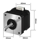SIMAX3D 42 Stepper Motor 34mm high 1.8° Torque 15Ncm (22.3oz.in) Low Noise 2-Phrase Universal Electric DC 1.3A Motor with 1M Cable for 3D Printer CNC Laser Machine