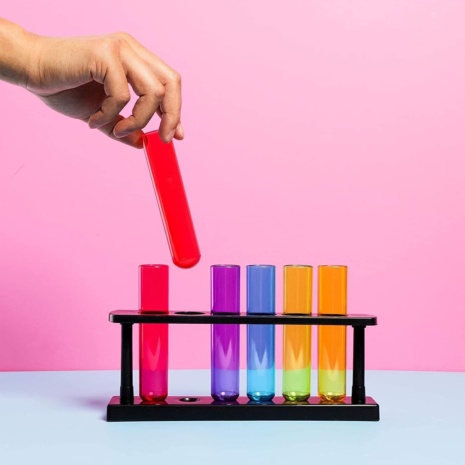 Test Tube Shot Glasses - Plastic Drink Test Tubes & Rack for Party Shots - Propagation Display & Science
