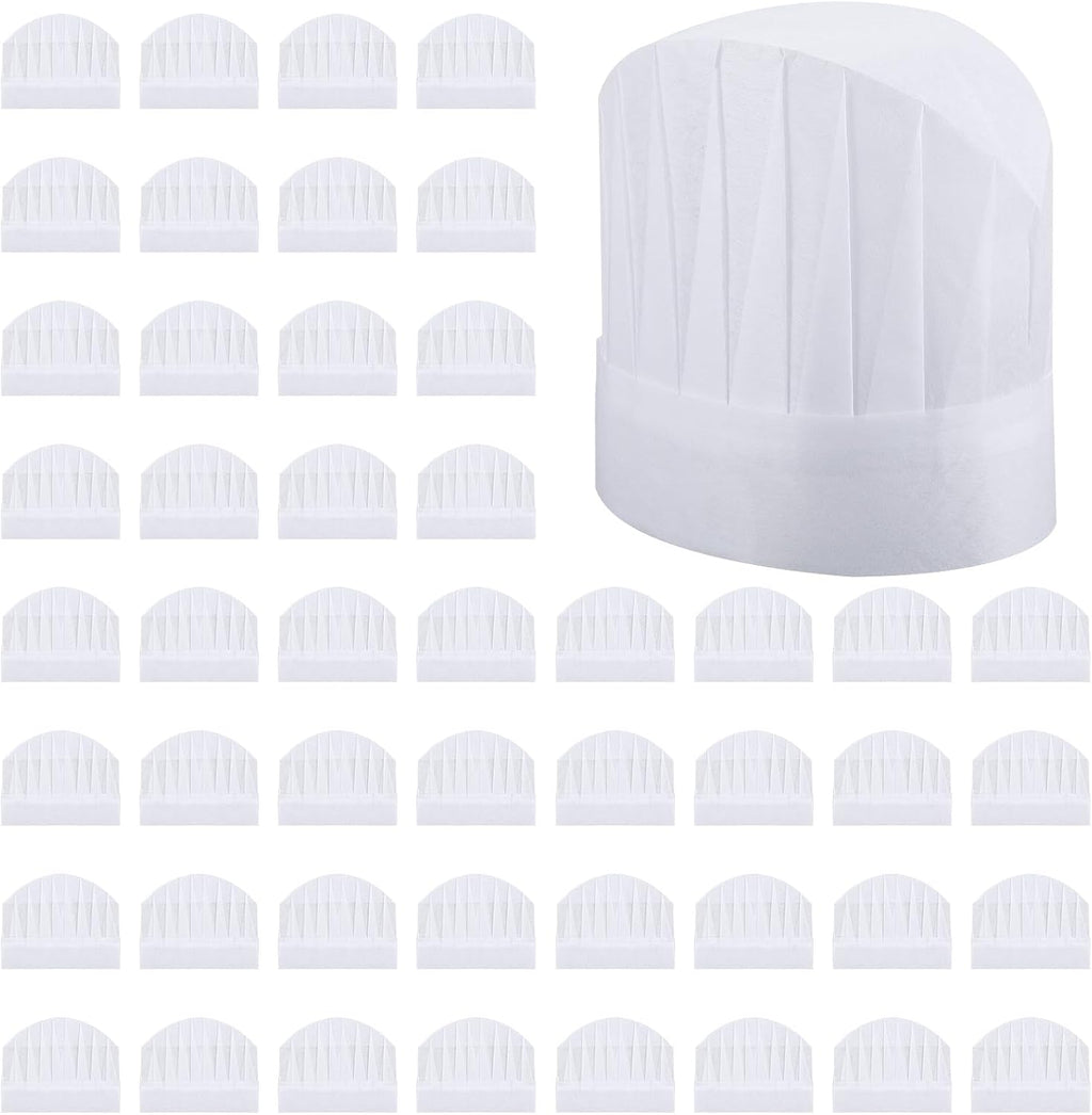 Disposable Chef Hats 50 Pack Non Woven Baker Hats DIY Blank Chef Cap White