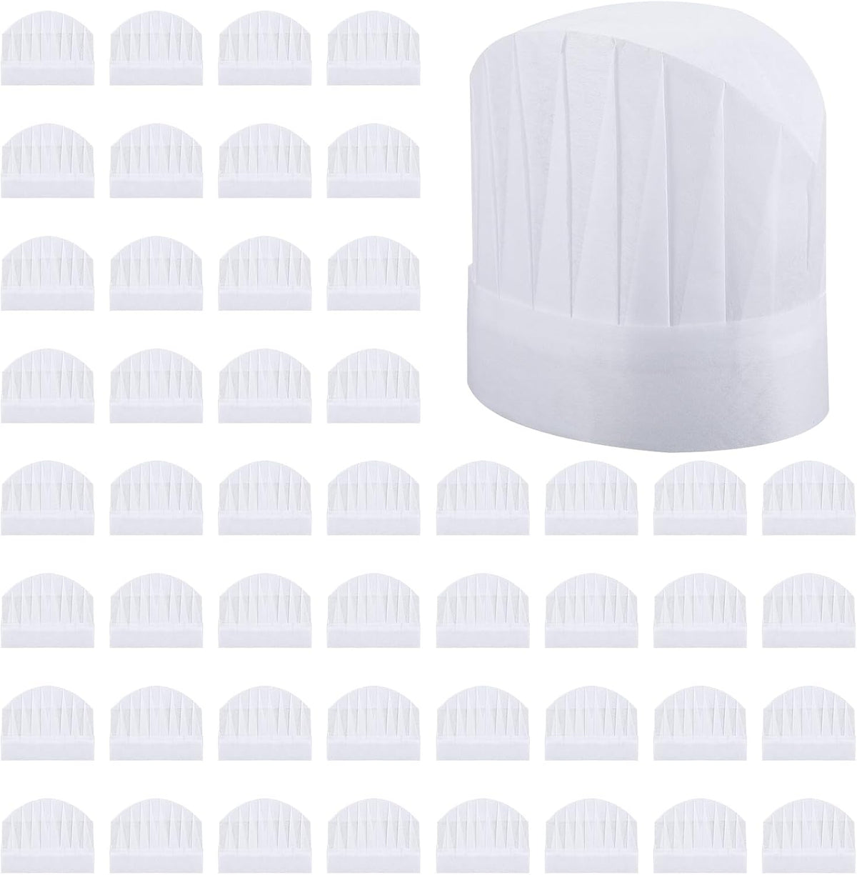 Disposable Chef Hats 50 Pack Non Woven Baker Hats DIY Blank Chef Cap White