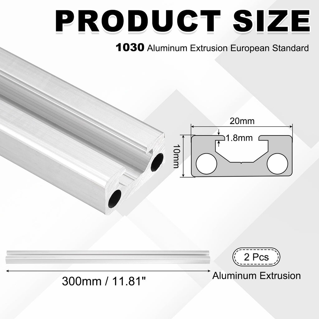 uxcell 2Pcs 300mm 1020 Aluminum Extrusion Profile, Anodized Linear Rail