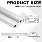 uxcell 2Pcs 300mm 1020 Aluminum Extrusion Profile, Anodized Linear Rail