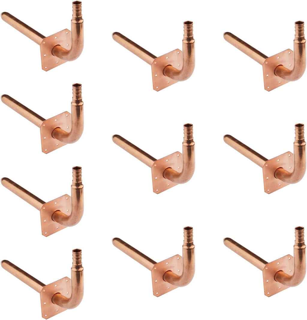 10 Piece EFIELD 1/2" Pex Copper Stub Out Elbow with Wall Flange,8"Length