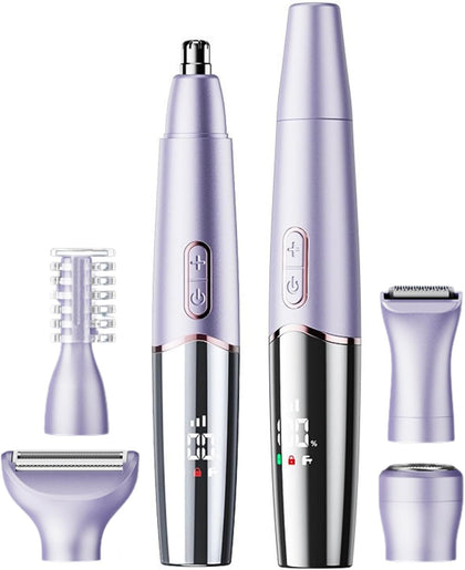 5-in-1 Rechargeable Nose & Eyebrows Hair Trimmer - IPX7 Waterproof Dual Edge Grooming Kit for Men & Women, Perfect