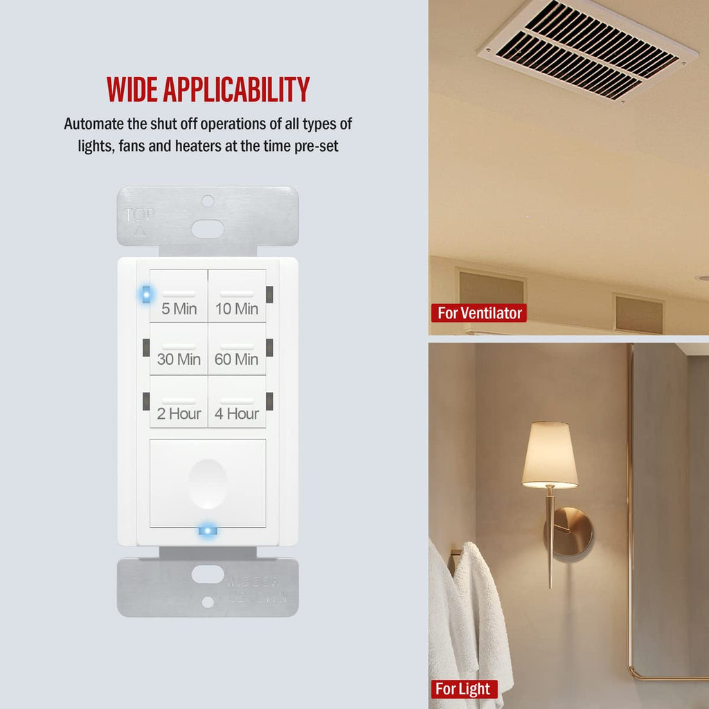 ENERLITES 4-Hour Neutral Countdown Timer Switch for Exhaust Fans