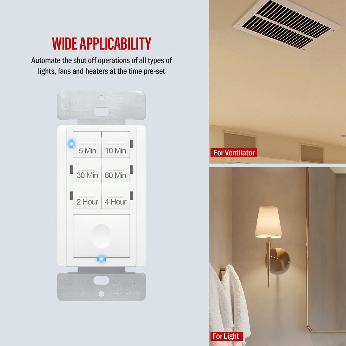 ENERLITES 4-Hour Neutral Countdown Timer Switch for Exhaust Fans