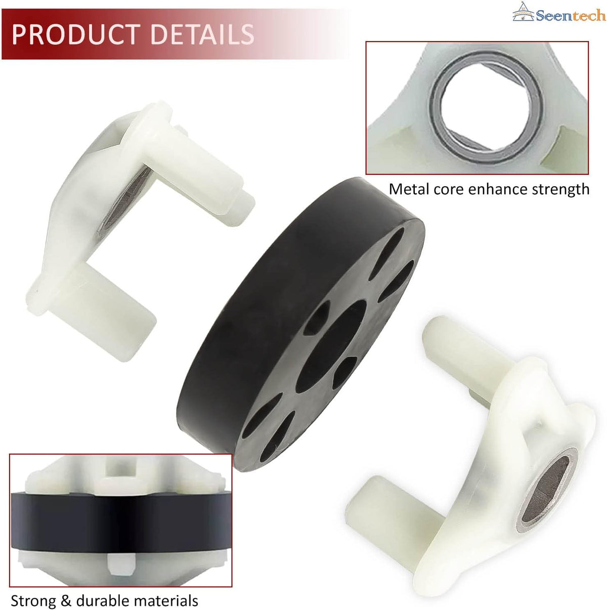 Heavy Duty 285753A Metal Motor Coupling Kit by Seentech for Whirlpool & Kenmore Washers - Replaces Part Numbers: AP3963893, PS1485646, 1195967, 285753AVP, 21003, 280152, 285140, 285743 (Pack 2)