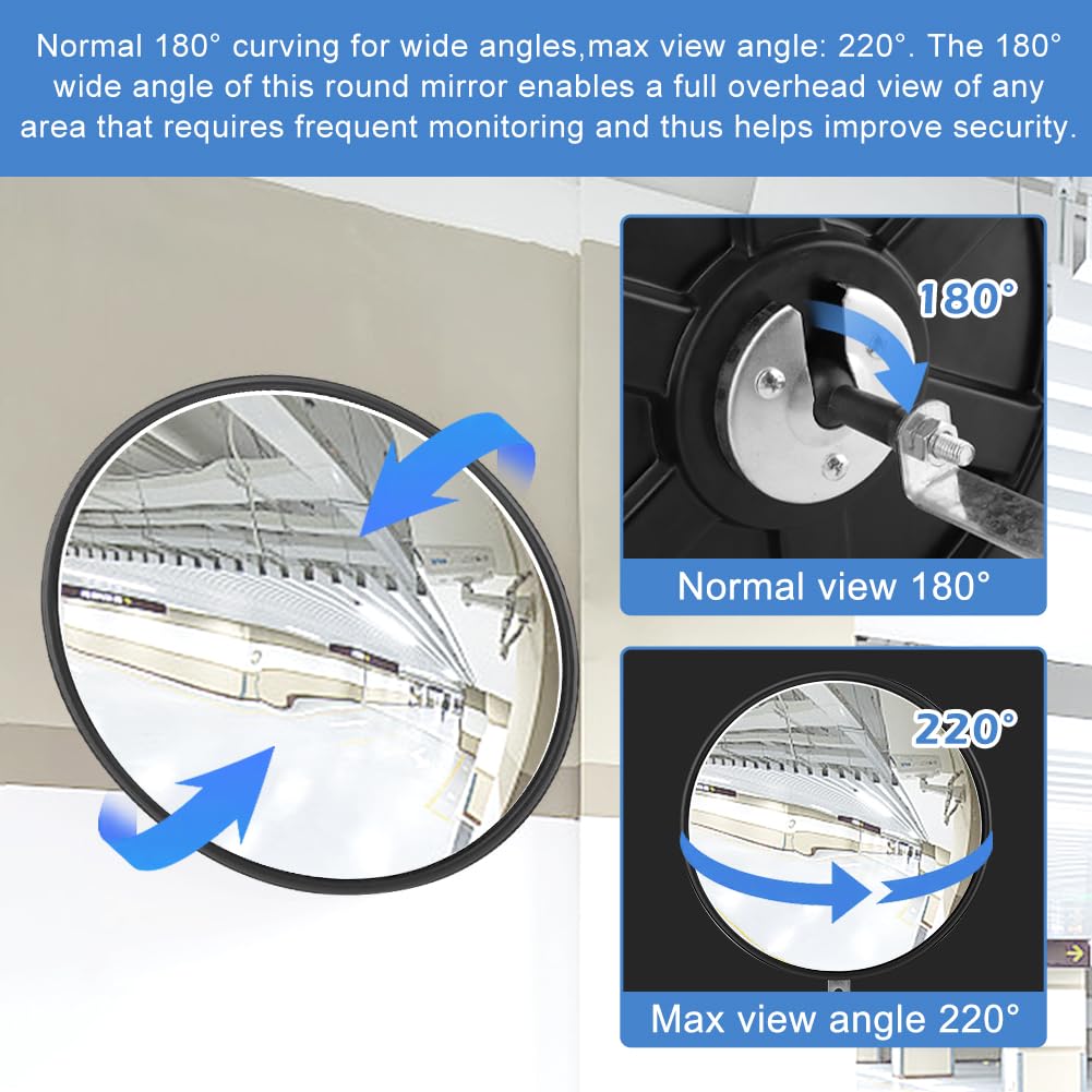 12" Acrylic Convex Mirror Convex Security Mirror, 12" Corner Security Blind Spot Mirrors, Traffic Garage Corner