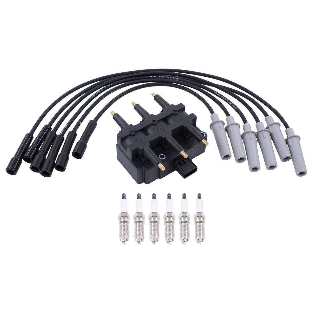 Ignition Coil and Spark Plug Wire Set for Dodge Caravan | for Chrysler Town and Country Pacifica Voyager 3.3 3.8 V6