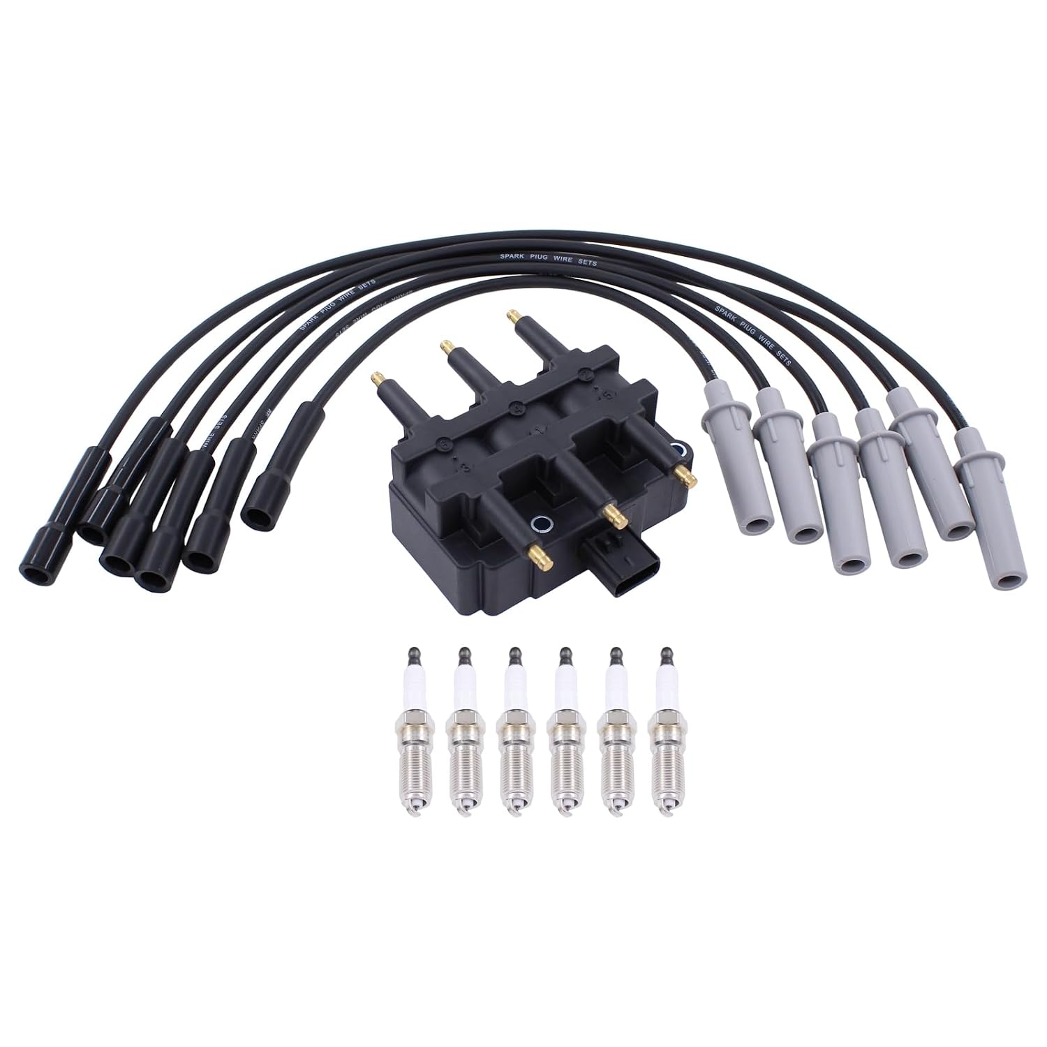 Ignition Coil and Spark Plug Wire Set for Dodge Caravan | for Chrysler Town and Country Pacifica Voyager 3.3 3.8 V6
