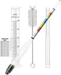 Hydrometer and Test Jar for Wine, Beer and Kombucha - Including 250ml Plastic Cylinder, Cleaning Brush and ABV