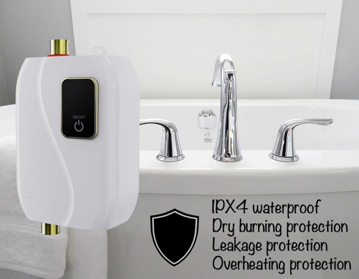 Tankless Water Heater Electric, Instant Hot Water Heater Under Sink, 3000W 110V On Demand Mini Water Heater for RV