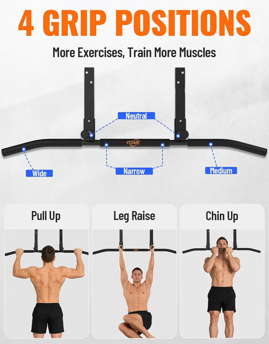 Joist Mount Pull Up Bar, Wall Mount Pull Up Bar for Doorway | Home Gym Workout Equipment, Heavy Duty Steel Construction
