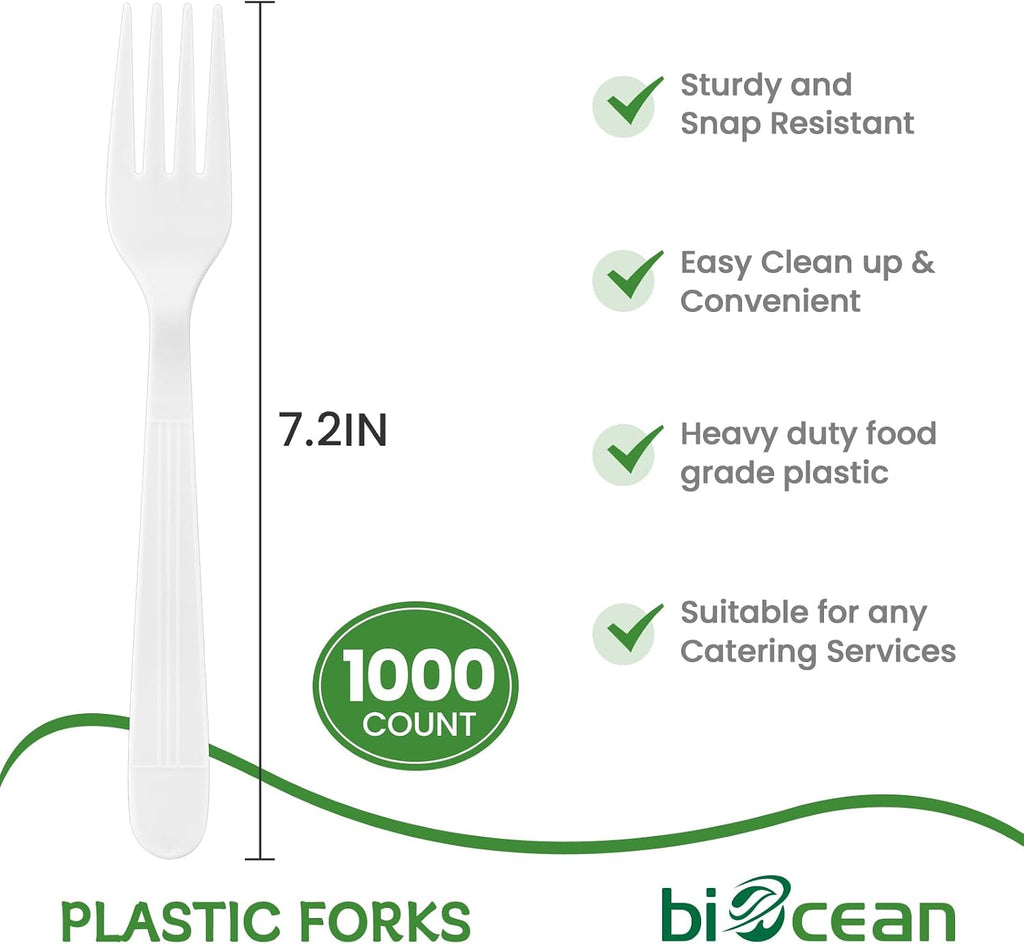 Plastic Forks 1000 Count Extra Heavy Duty Disposable Forks Bulk White