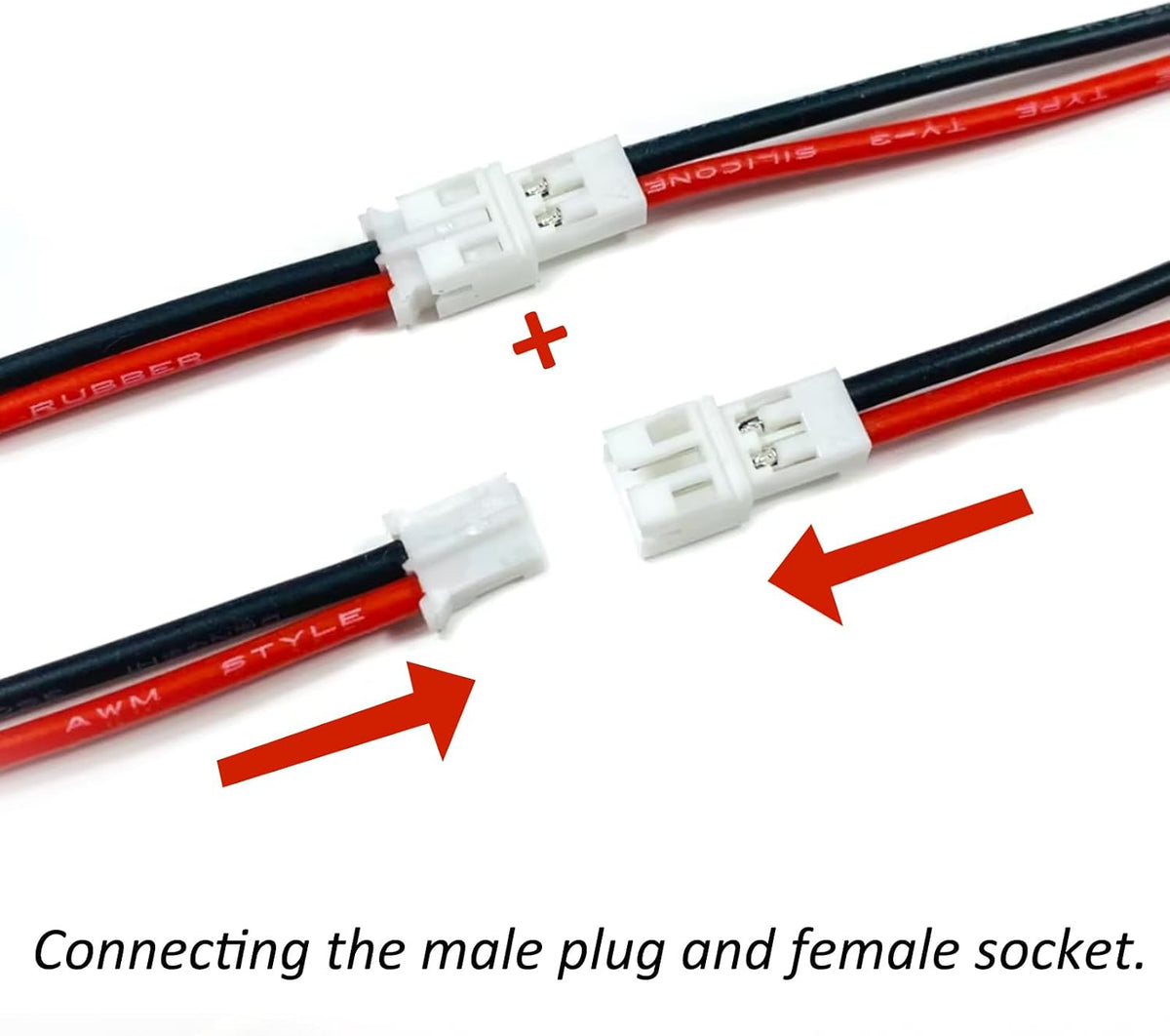 JST PH 2.0mm 2 Pin Connector,20 PCS Male Plug and 20 PCS Female Socket, Micro Wire Connectors with 150mm Extension Cable AWG 26