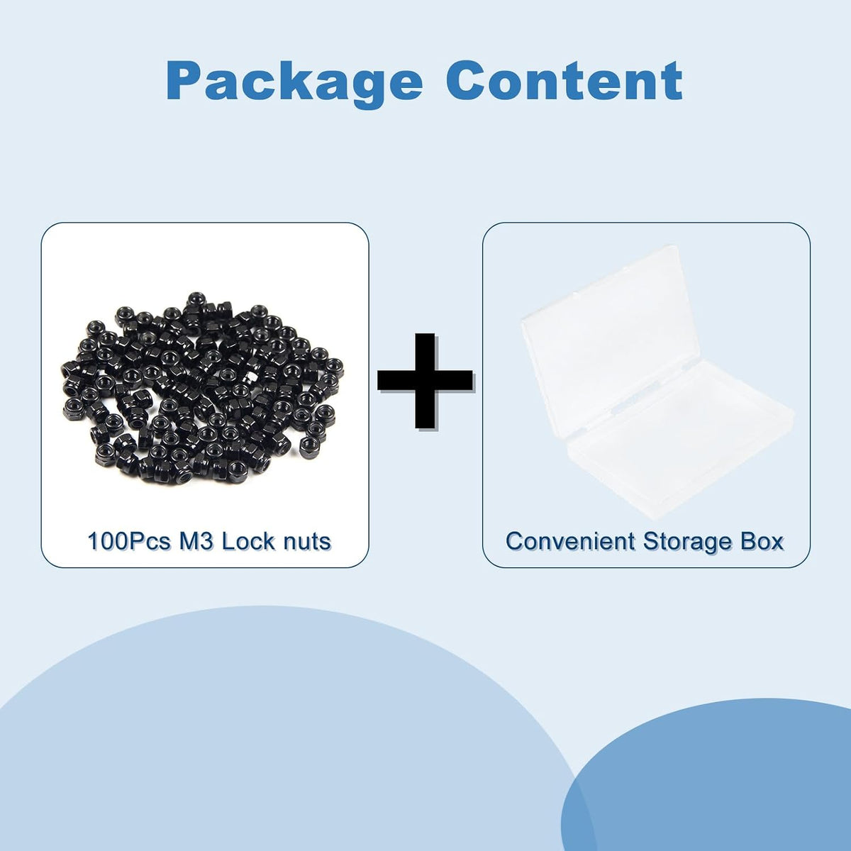 100Pcs M3 x 0.5mm Carbon Steel Hex Lock Nuts, Nylon Insert Self-Locking Nut