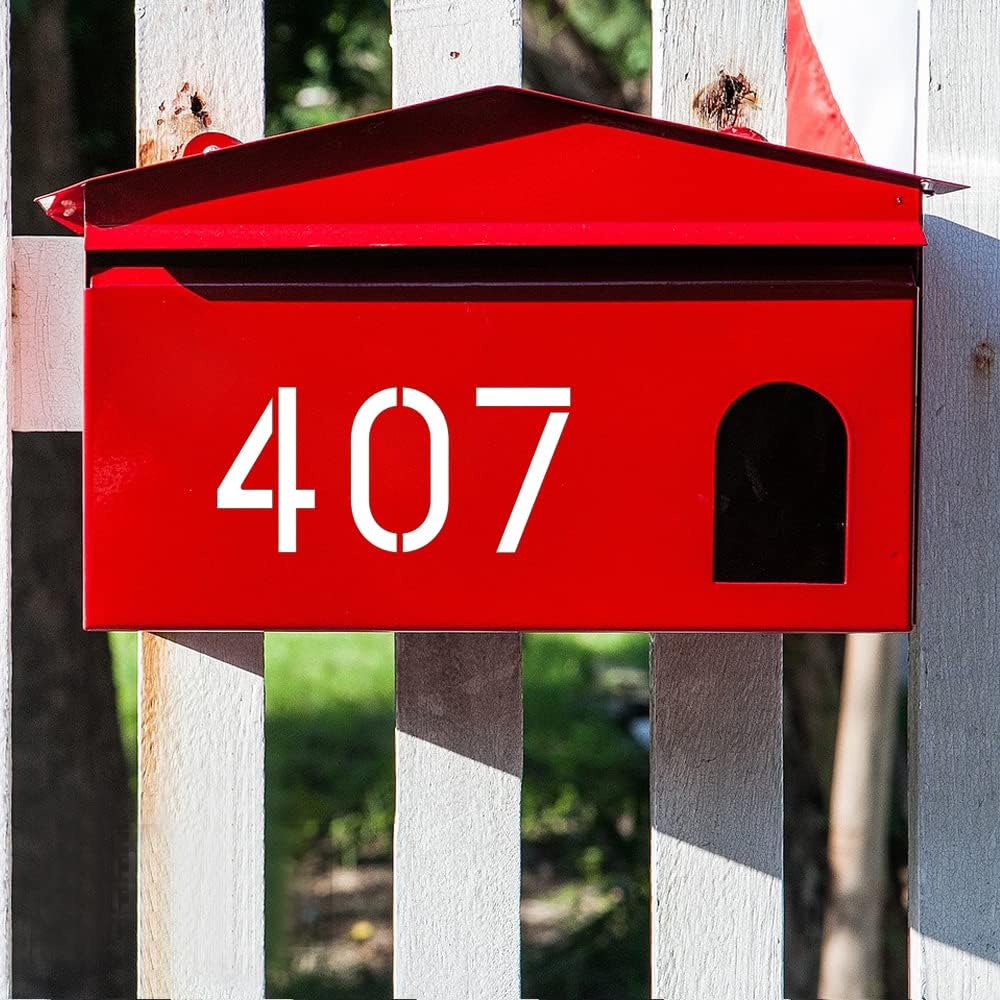 Number Stencils 4 inch Curb, 20PCS 0-9 Address Curb Stencil Kit Reusable Plastic Numbers Interlocking Stencils with 2