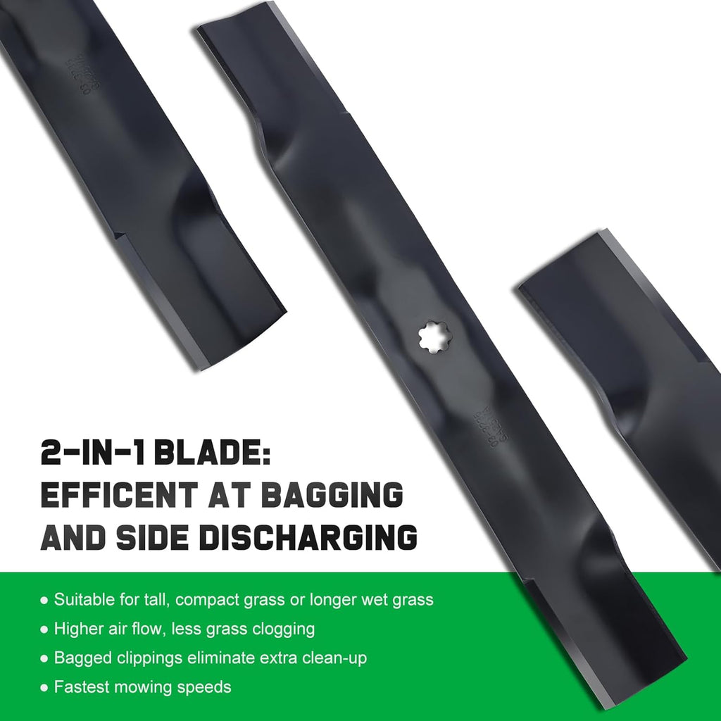 AM141034 John D-eere D110 D130 D105 D125 X300 42 Cut Mower Blades | 7 Star,OEM AM137327 AM141032 M154062,LT160 Z225