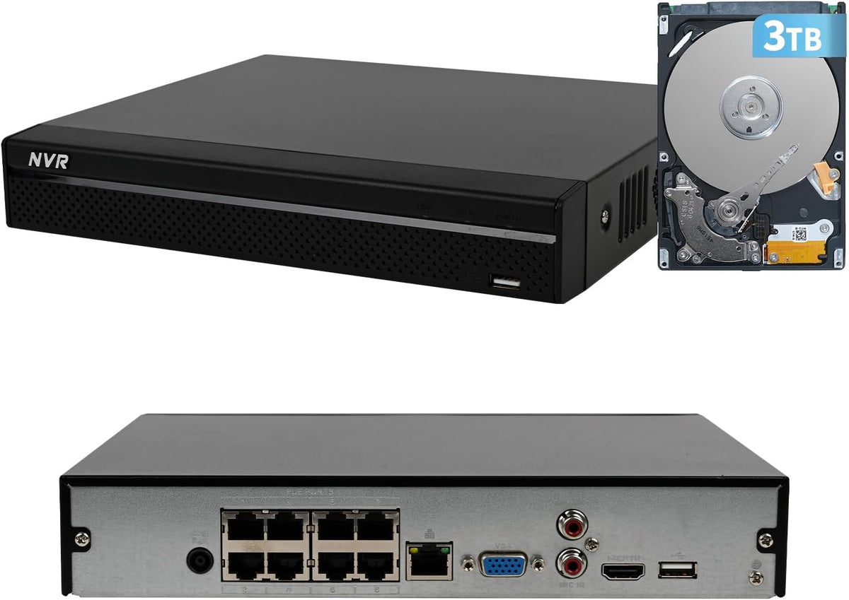 DahuaSecurity 8 Channel 8 PoE Port NVR with 3TB HDD