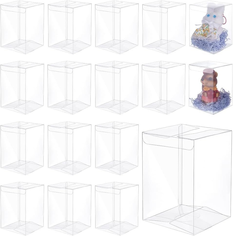 30Pcs Clear PVC Gift Boxes, 3.9x3.9x5.6 Inch Transparent PVC Favor Boxes for Wedding, Birthday Party, Festival Gift