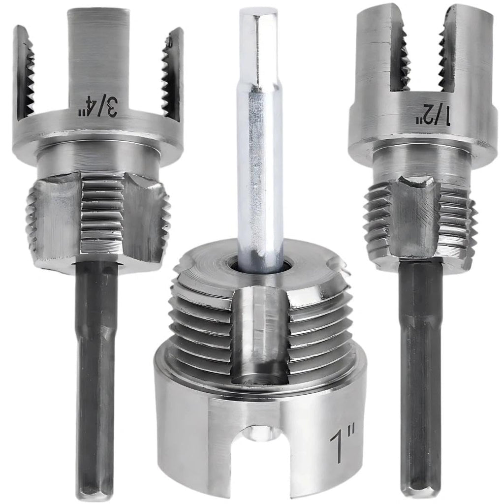 3Pcs PVC Pipe Threader Tool - 1/2" & 3/4" & 1" Dual-Function Internal External Pipe Threading Tool for Water Pipe (1/2" & 3/4" & 1")