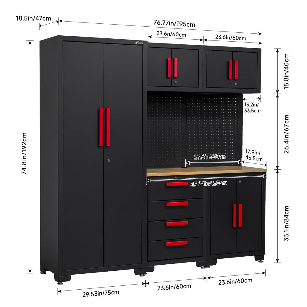 6-Pcs Garage Storage Cabinet System - Garage Workshop Set