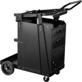 Welding Cart, Heavy Duty, 350LBS Capacity, 2 Drawers & Lockable Cabinet, 360° Wheels, with Safety Chains for Welders