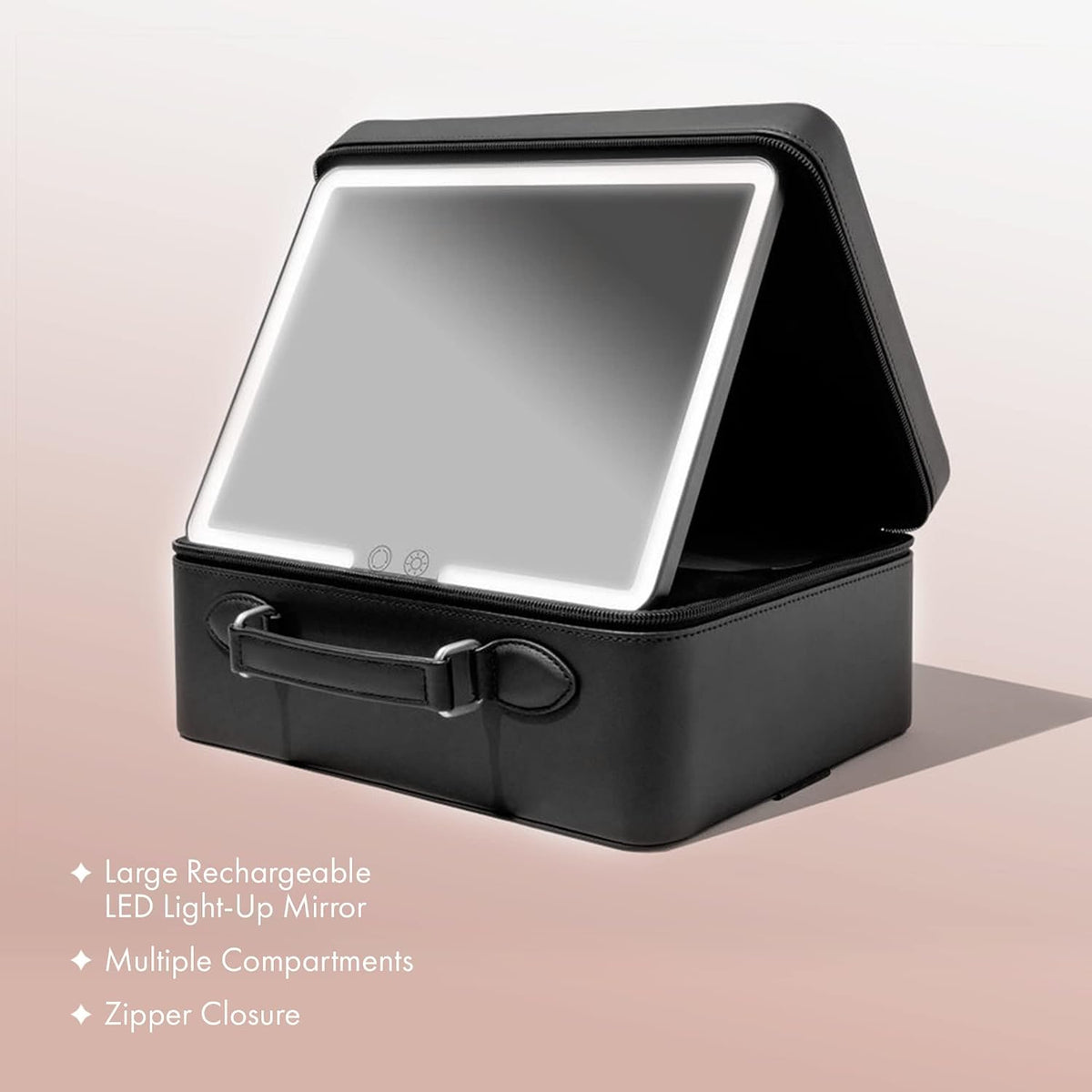 Baia Travel Makeup Bag with LED Lighted Mirror - Makeup Organizer With Customized Storage and Adjustable Dividers