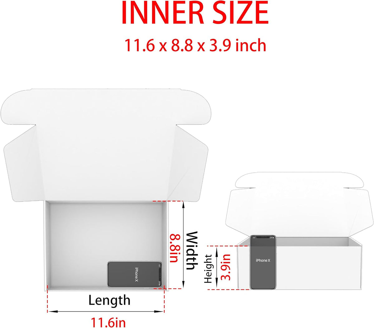 12x9x4 Shipping Boxes Black Mailer Corrugated Cardboard Box Set of 20