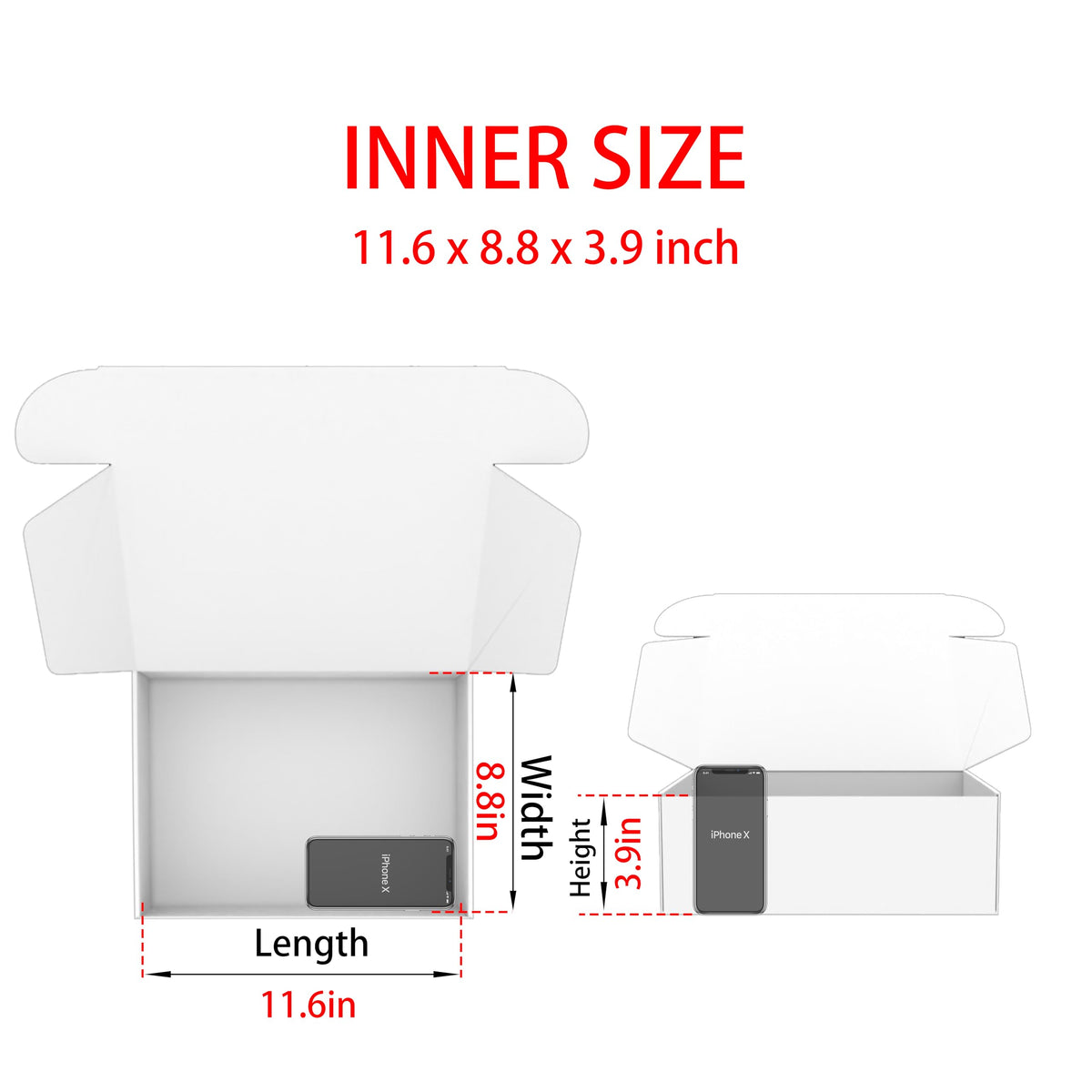 12x9x4 Shipping Boxes White Mailer Corrugated Cardboard Box Set of 20