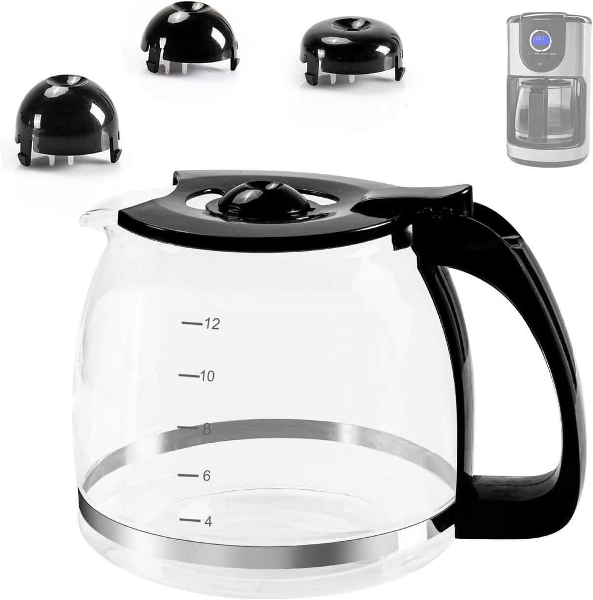 12-Cup Glass Carafe Pot for Mr Coffee, Black & Decker, Hamilton, KitchenAid