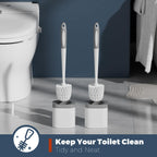 Toilet Brush and Holder Set, Space Saving, 2 Pack, White