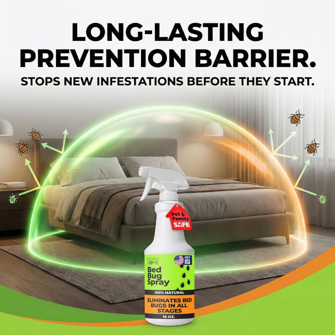 Bed Bug Spray – 16 OZ Natural Bed Bug & Mite Killer for Mattress, Furniture & Bedding – Plant-Based, Dries Clear