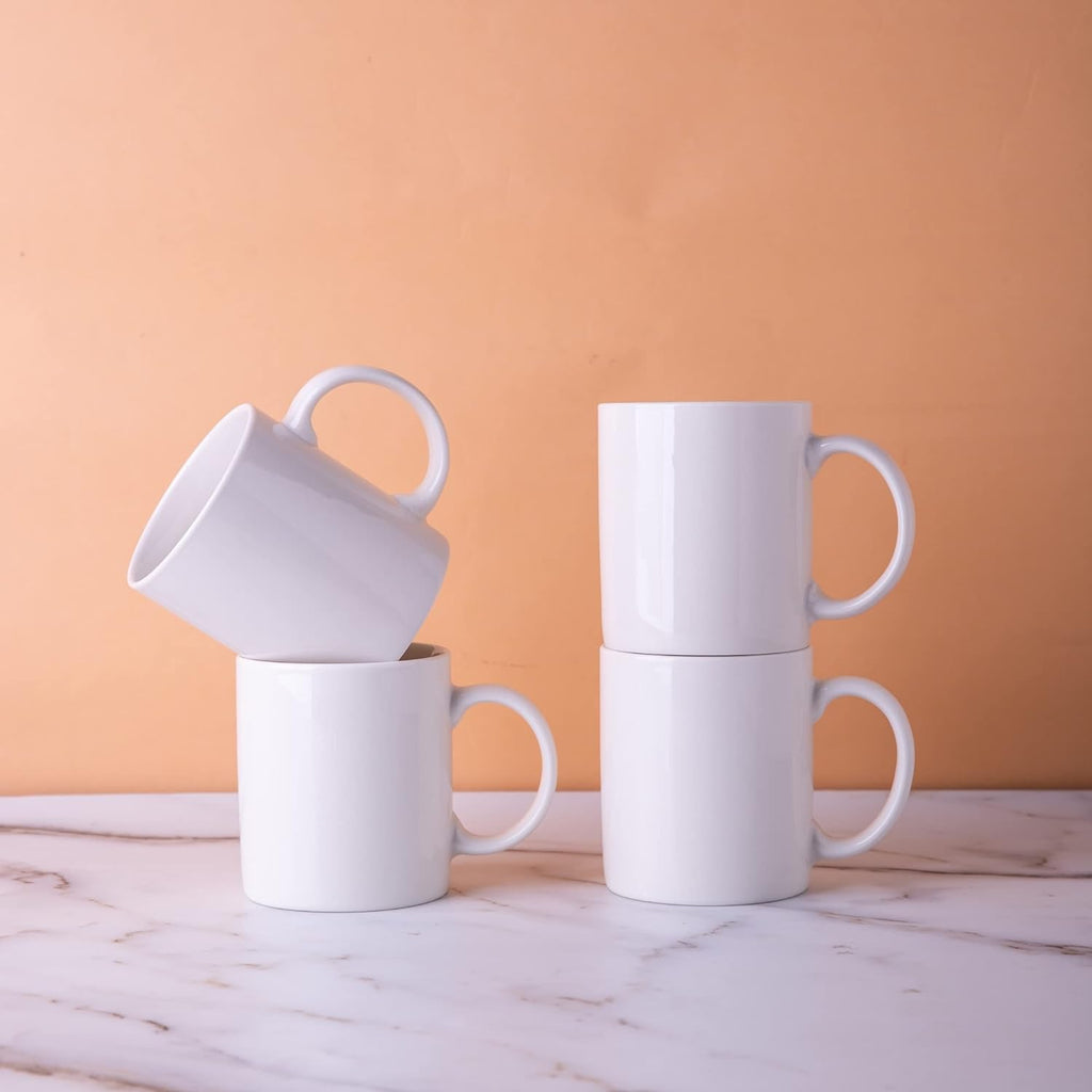White Coffee Mugs Set of 4, 12 oz Ceramic Coffee Cups
