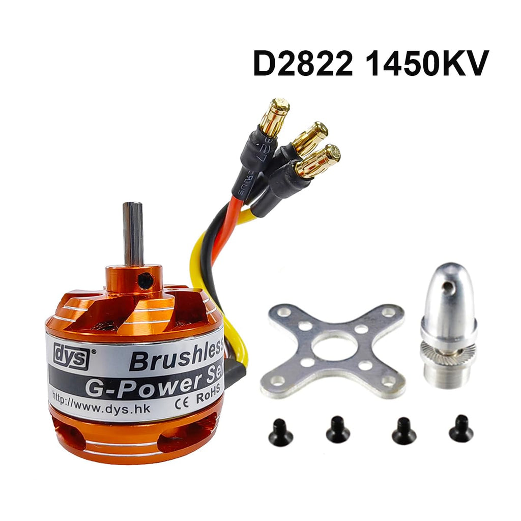 DYS D2822 1100KV/1450KV/1800KV/2600KV Brushless Outrunner Motor 2-3S for Multicopter RC Aircraft Fixed-Wing UAV（D2822 1450KV）