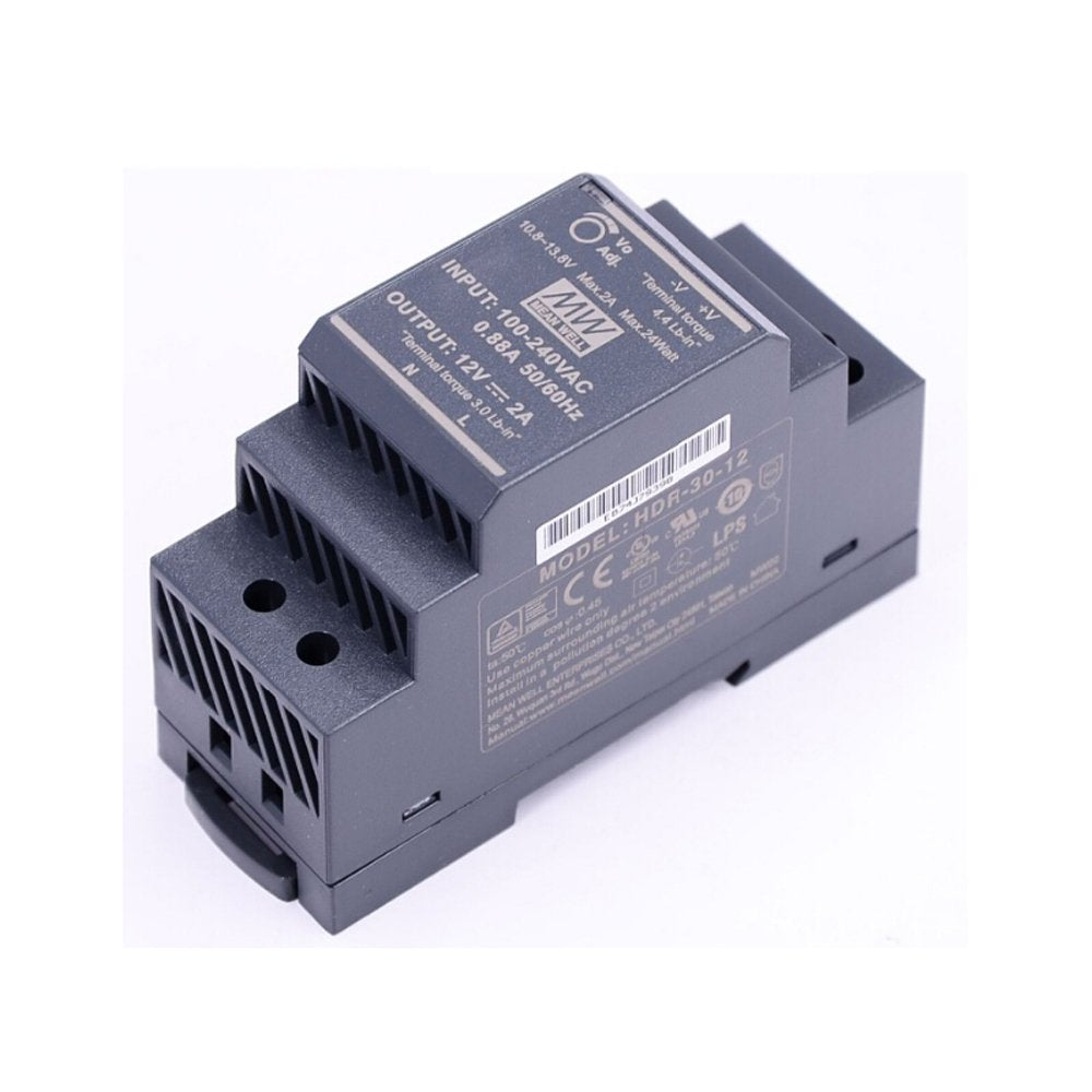 MEAN WELL HDR-30 Ultra Slim Step-Shape 2SU DIN Rail Power Supply, 12V 2A 24W