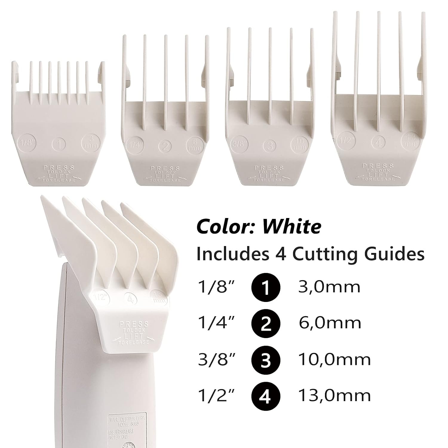 Professional Peanut Clipper Guards - 4-Piece Clipper Guides For Wahl Peanut, Trimmer Cutting Guides Set - Competible