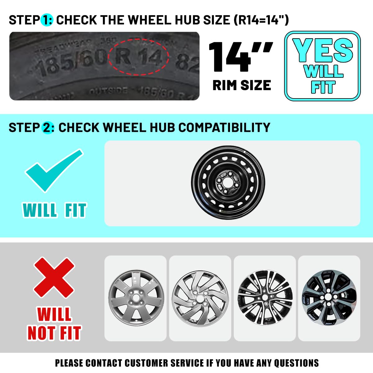 14 Inch Hubcaps Wheel Covers for 2014-2025 Mitsubishi Mirage