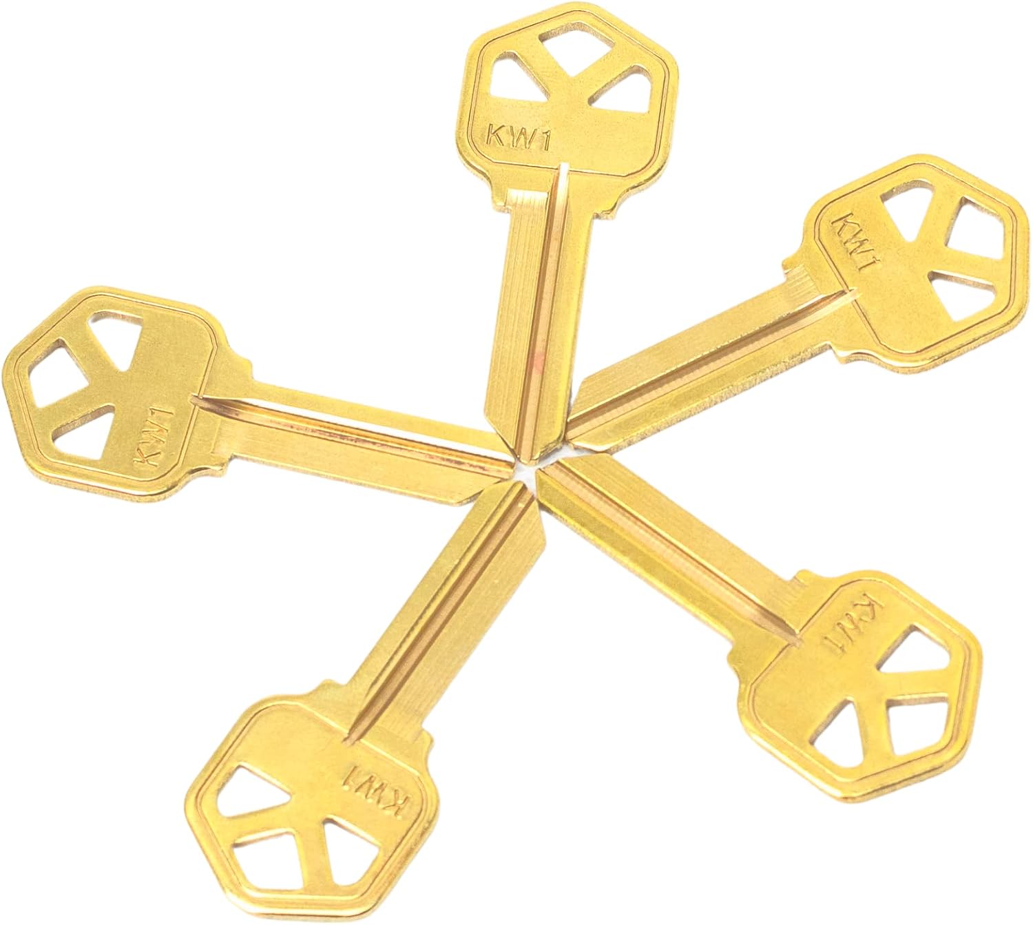 Brass Finish Key Blanks, KW1 Uncut Blank Keys, Pack of 50 Keys | KW1 Master Key, Premium Brass Blank Key for Home and